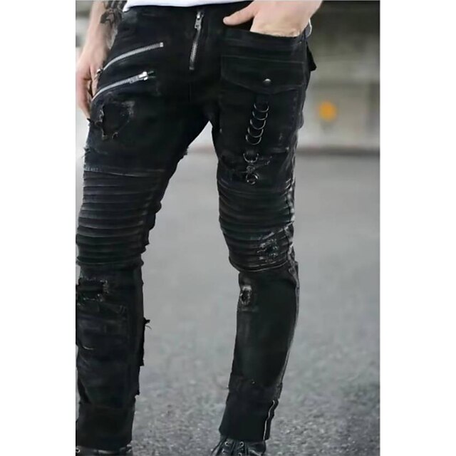  Damskie Spodnie Jeansy Jeans Niebieski Czarny Średni Talia Moda Codzienny Weekend Z wycięciem Średnio elastyczny Pełna długość Komfort Równina S M L XL XXL