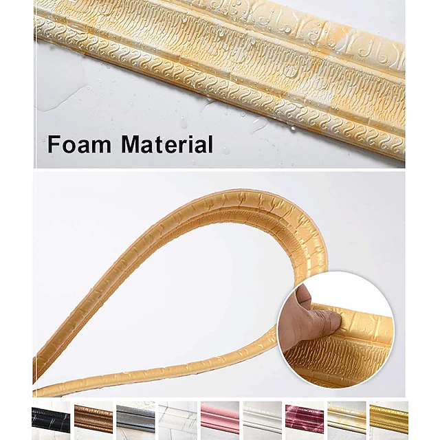 Cool Wallpapers Solid Color Wallpaper Border Wall Mural Waistline Peel and Stick Self Adhesive PVC/Vinyl Modern Wall Decal for Room 230*8*0.8CM*1PC 18