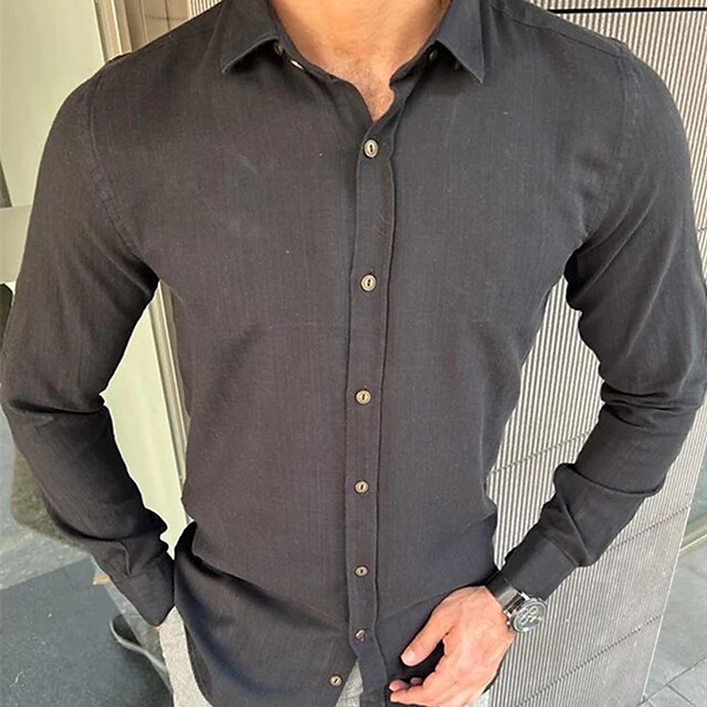 Mens Clothing Mens Shirts | Mens Dress Shirt Solid Color Turndown Wedding Daily Button-Down Long Sleeve Tops Designer Business C