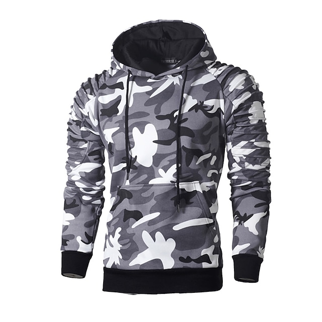 Mens Clothing Mens Hoodies & Sweatshirts | Mens Pullover Hoodie Sweatshirt Graphic Patterned Camo / Camouflage Print Daily Sport