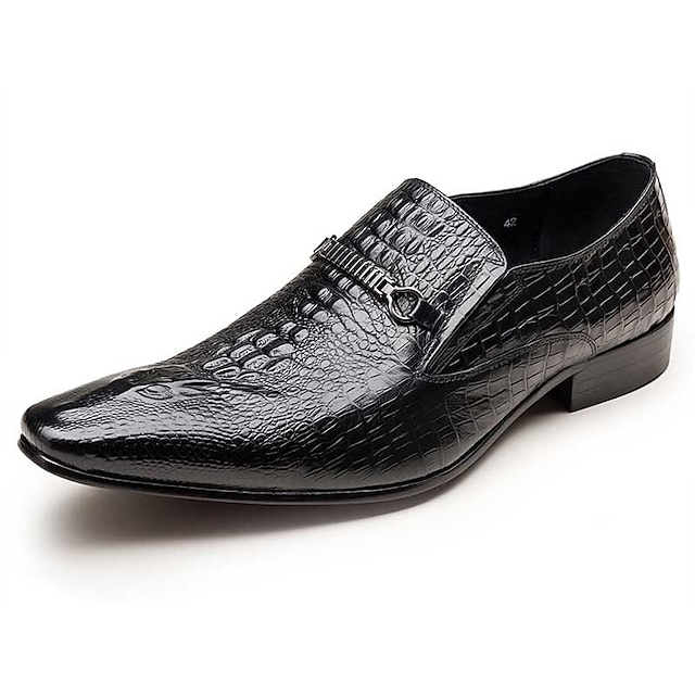 Men's Slip-On Leather Shoes European Version Business Pointed Toe Slip ...