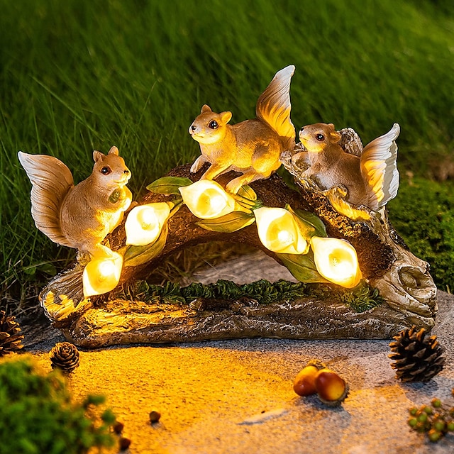  lumina solară pentru animale lumina de grădină în aer liber statuie din rășină ornament animal de simulare trei veverițe curte lampă de gazon meșteșuguri de grădinărit traseu de grădină decorare