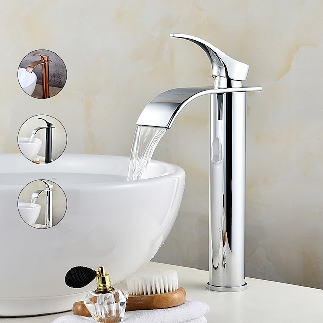  fürdőszobai mosogató csaptelep modern stílusú egyfogantyús króm vízesés rozsdamentes acél modern fürdőszobai csaptelep hideg és meleg vízre állítható ezüstös