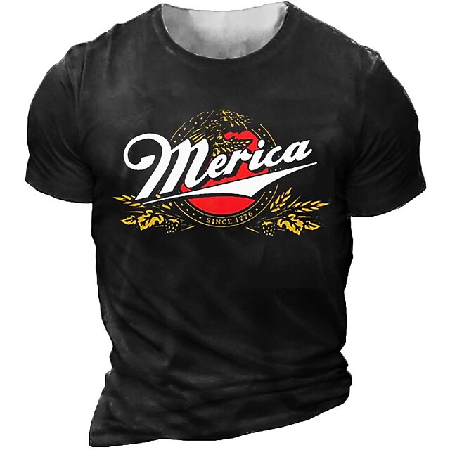 Mens Clothing Mens Tees & Tank Tops | Mens Unisex T shirt Tee 3D Print Graphic Patterned Letter Crew Neck Street Daily Print Sho