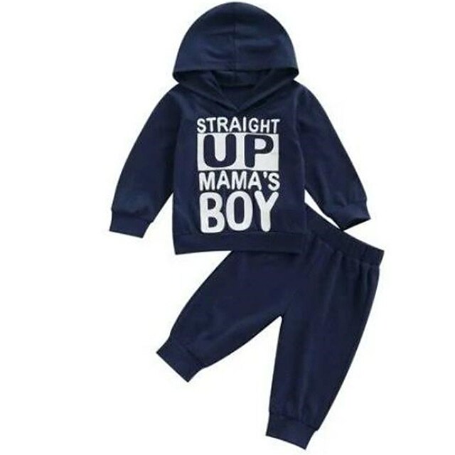 Baby & Kids Boys Clothing | Kids Boys Hoodie & Pants Hoodie Set Clothing Set 2 Pieces Long Sleeve Blue Letter Print Street Sport