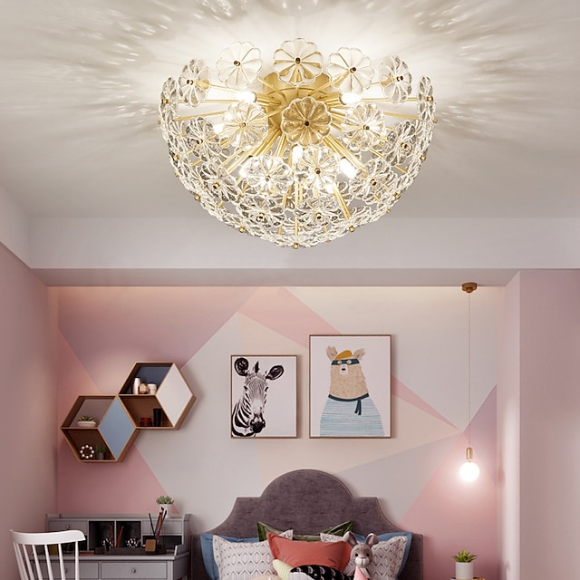  Lustres en cristal cuivre or art plafonnier verre fleur artistique adapté à l'éclairage décoratif de chambre placard cuisine salon couloir