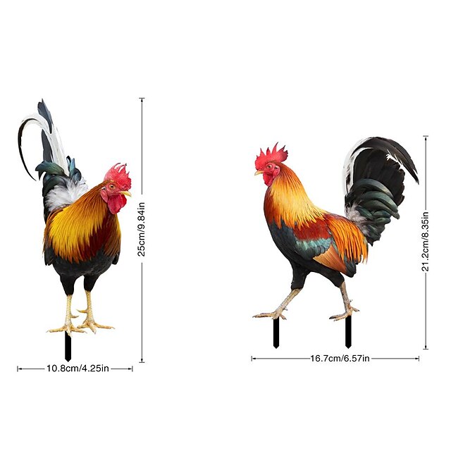 Acrylic 3d Simulation Rooster Courtyard Ground Plug Yard Art Garden ...