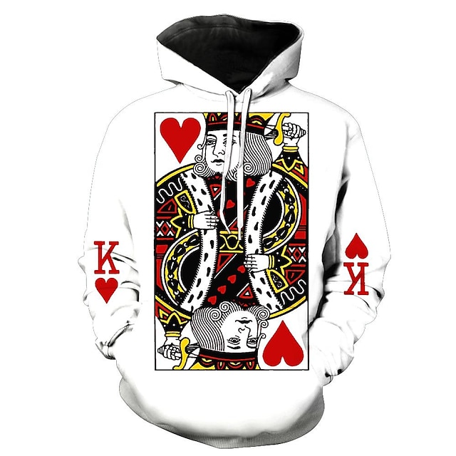  Herz der Karten Kartenspielen Poker-König Kapuzenshirt Zurück zur Schule Grundlegend Harajuku Grafik Für Karneval Zurück zur Schule 3D-Druck Party Normal
