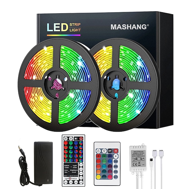 LED Strip,RGB LED Strip 3m LED Lichtleiste 360 ​​LEDs 5050 RGB IP65 Wasserdichtes flexibles mehrfarbiges schneidbares 20 Farben 6 Modi mit USB-Schnittstelle und IR-Fernbedienung 44 Tasten 