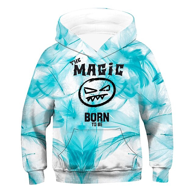 Baby & Kids Boys Clothing | Kids Unisex Hoodie Long Sleeve 3D Print Graphic Patterned Letter Pocket Green Blue Red Children Tops