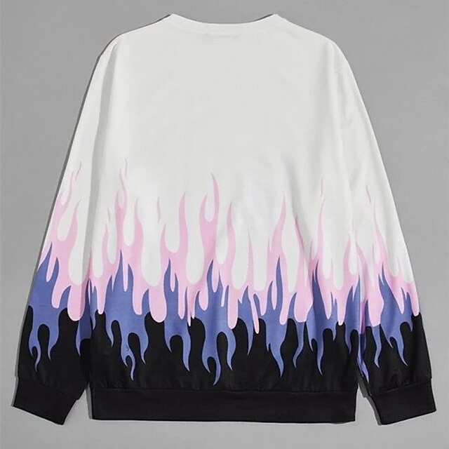 Mens Clothing Mens Hoodies & Sweatshirts | Mens Sweatshirt Pullover Graphic Patterned Gradient Flame Print Daily Sports Streetwe