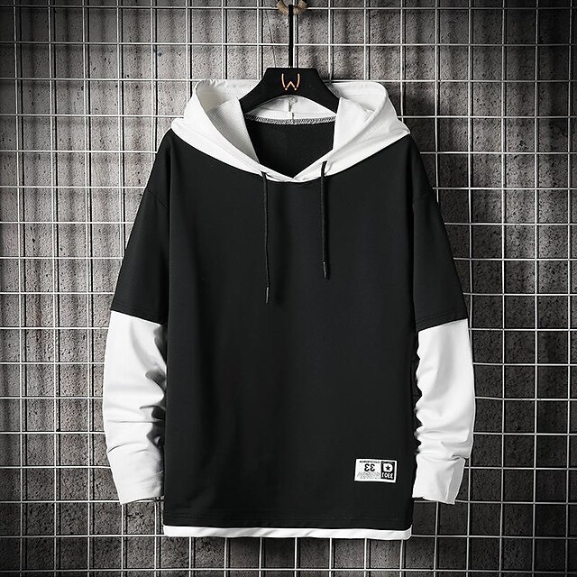 Mens Clothing Mens Hoodies & Sweatshirts | Mens Hoodie Pullover Hoodie Sweatshirt Color Block Patchwork Casual Daily Holiday non