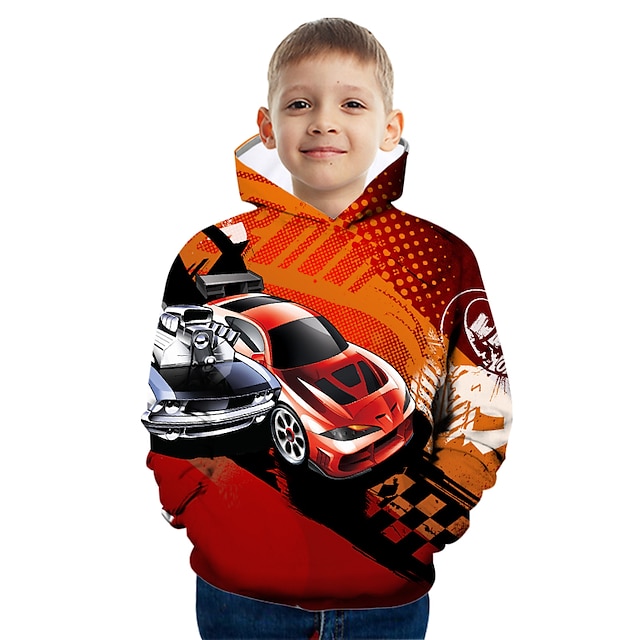 Baby & Kids Boys Clothing | Kids Boys Hoodie Long Sleeve 3D Print Graphic Patterned Pocket Black Yellow Red Children Tops Fall W