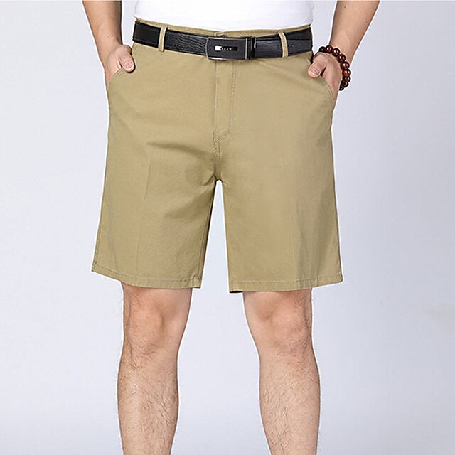 Mens Clothing Mens Bottoms | Mens Formal Casual Straight Chino Shorts Pocket Knee Length Pants Business Formal Micro-elastic Pla