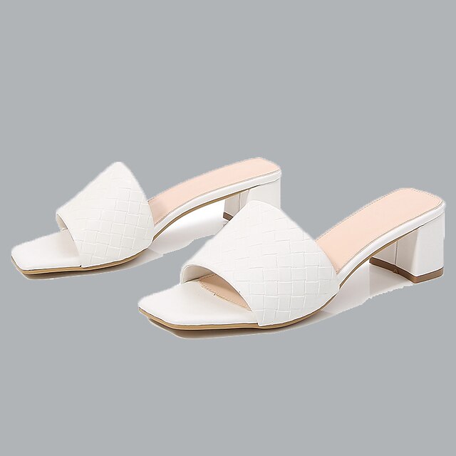 Dames Muiltjes Muiltjes met hak Blok hiel Open teen Elegant Casual  Dagelijks Kantoor PU Leder Leegloper Lente Zomer Effen Wit 9201553 2023 –  €48.09
