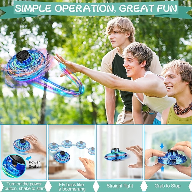  Fidget Spinner Fly UFO Mini Drone Boomerang Magic Hand Controlled Flying Spinner Toy for Kids Adult Official