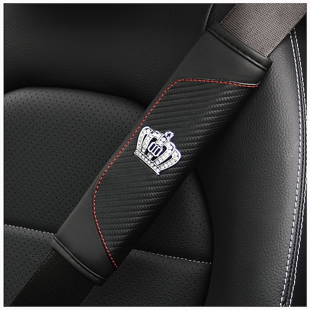  Cinturón de seguridad de coche de cuero de fibra de carbono protector de hombro cubierta protectora corona