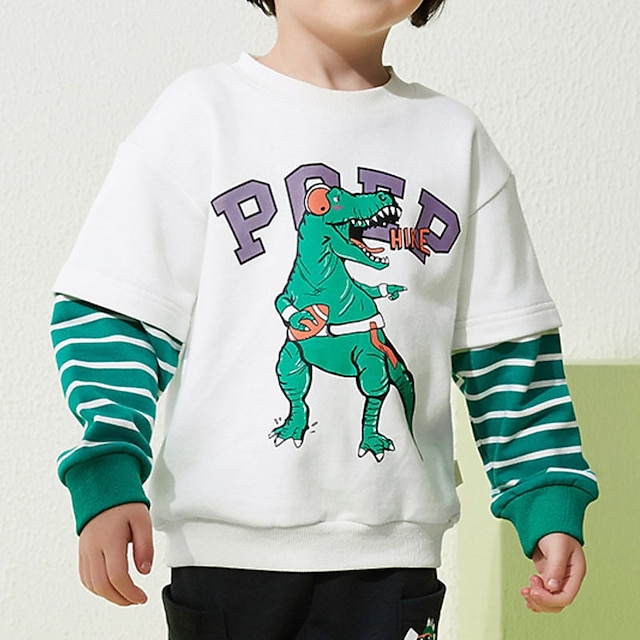 Baby & Kids Boys Clothing | Kids Boys Sweatshirt Long Sleeve Dinosaur Letter White Orange Children Tops Fall Spring Active Cool 