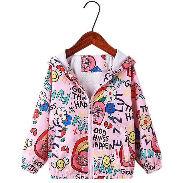 Baby & Kids Girls Clothing | Kids Girls Coat Long Sleeve Blue Purple Pink Floral Cartoon Fall Winter Active Daily 3-8 Years - FI