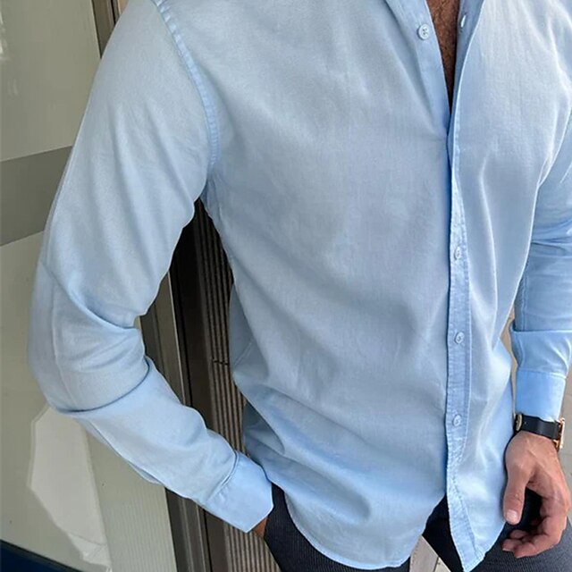 Mens Clothing Mens Shirts | Mens Dress Shirt Solid Color Turndown Wedding Daily Button-Down Long Sleeve Tops Designer Business C