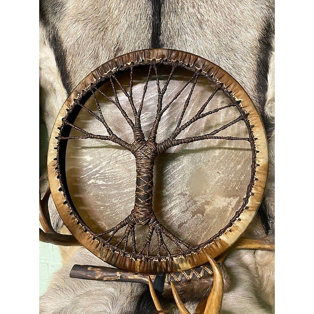 Home & Garden Home Decor | Shaman Drum, Tree of Life Decoration Design, Handmade Shamanic Drum, Symbol of the Siberian Drum Spir