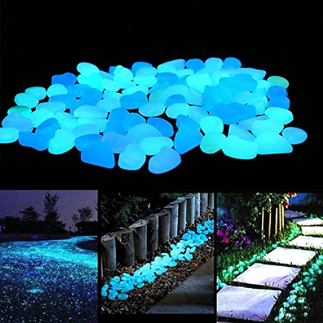 100Pcs Garden Decor Luminous Stones Glow In Dark Decorative Pebbles Pebble Rocks Outdoor Fish Tank Aquarium Decorations 22