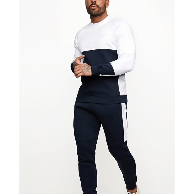 Sports & Outdoors Running, Jogging & Walking | Mens 2 Piece Tracksuit Sweatsuit Athletic Athleisure 2pcs Long Sleeve Breathable 