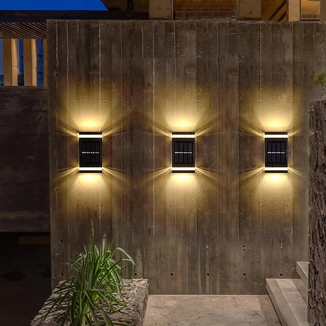  2/4 peças luzes de parede ao ar livre luzes de jardim à prova d'água solar led luz de varanda sensor de controle de luz inteligente lâmpada de parede pátio varanda cerca iluminação de canto decoração