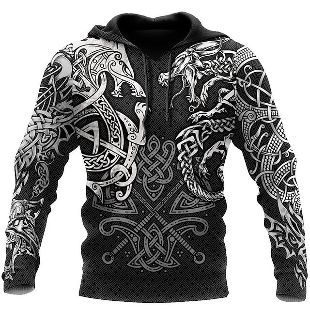  Halloween Dragon Hoodie Mens Graphic Pullover Sweatshirt Green Purple Yellow Black Hooded Print Daily Sports Streetwear 3D Casual Big And Tall Celtic Festival Cotton