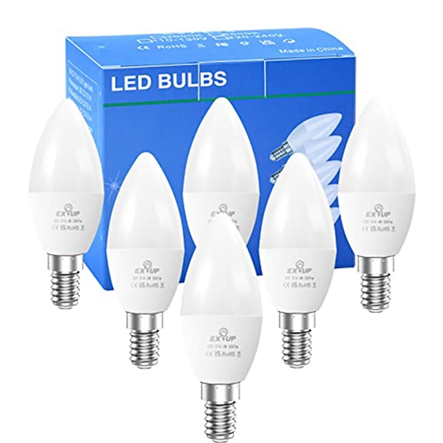  12 Uds 6 uds 6w candelabro de vela bombilla led 600lm e14 c37 20 cuentas led smd 2835 60w equivalente a halógeno blanco frío cálido 110-240v