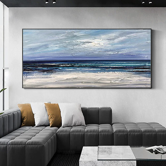 Handmade Oil Painting CanvasWall Art Decoration Abstract Knife PaintingSeascape Blue For Home Decor Rolled Frameless Unstretched Painting 9