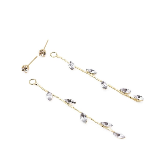 Shoes & Bags Fashion Accessories | Fashion temperament Rhinestone Leaf Earrings pair - YG57334