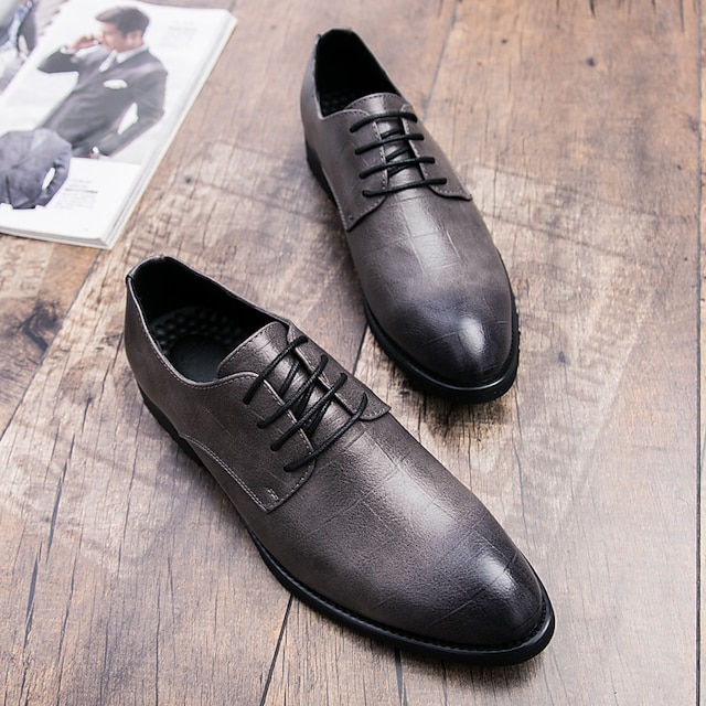 Shoes & Bags Mens Shoes | Mens Oxfords Casual Classic Daily Office & Career PU Black Gray Brown Spring Summer - LR91734