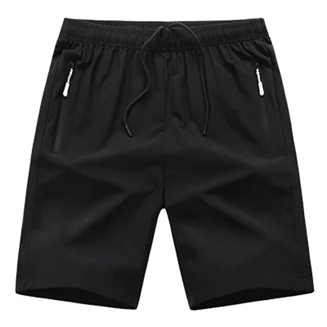 Mens Clothing Mens Bottoms | Mens Shorts Sports Shorts Pocket Zipper Pocket Knee Length Pants Running Gym Micro-elastic Solid Co