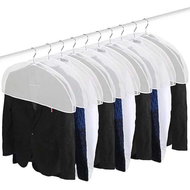  12 Pack Household Transparent Coat Shoulder Covers Dust-Proof Suit Hanging Bag Wardrobe Storage Clothes Dust-Proof Shoulder Covers