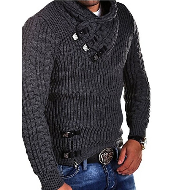 Men's Sweater Pullover Sweater Jumper Turtleneck Sweater Ribbed Cable ...