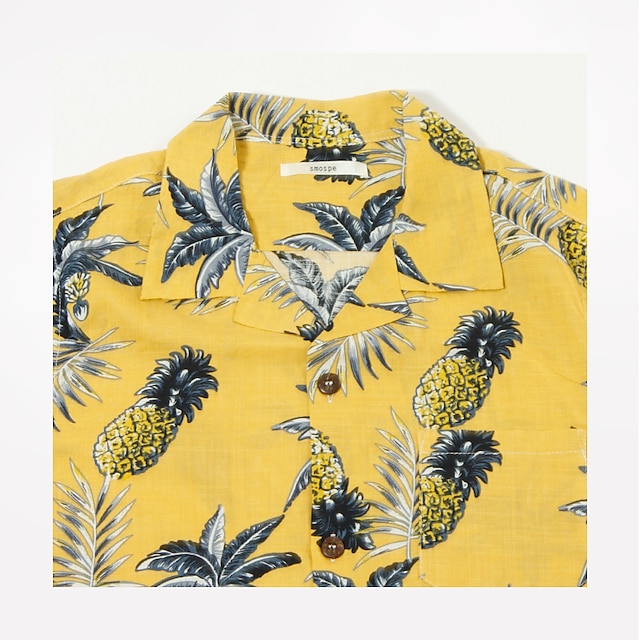 Baby & Kids Matching Outfits | Dad and Son Tops Pineapple Street Print Yellow Short Sleeve Active Matching Outfits - MD89371