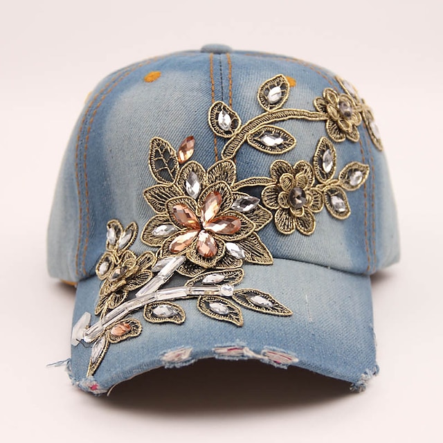  Women's Hat Baseball Cap Yellow Navy Blue Blue Outdoor Street Dailywear Floral Embroidery Sun Protection Windproof Breathable Flower