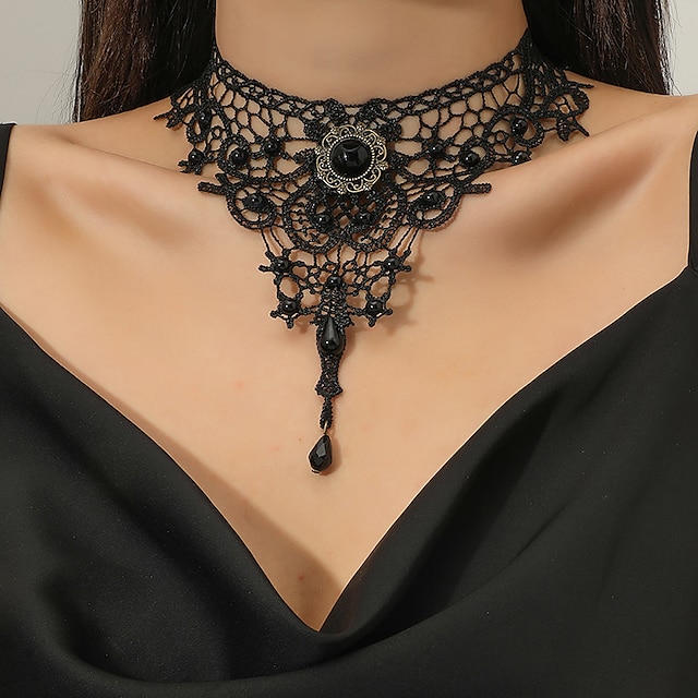  Necklace Lace Choker Necklace Sexy Punk & Gothic Alloy For Disco Cosplay Carnival Women's Costume Jewelry Fashion Jewelry