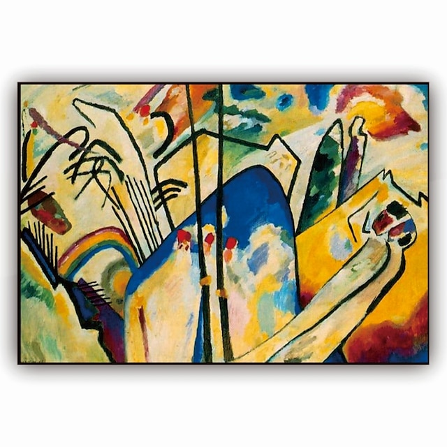  Handgefertigtes handgemaltes Ölgemälde Wandkunst Wassily Kandinsky abstrakte Schnitzerei Malerei Heimdekoration Dekor gerollte Leinwand kein Rahmen ungedehnt