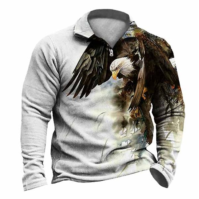 Mens Clothing Mens Hoodies & Sweatshirts | Mens Unisex Zip Up Sweatshirt Pullover Graphic Prints Eagle Zipper Print Daily Sports