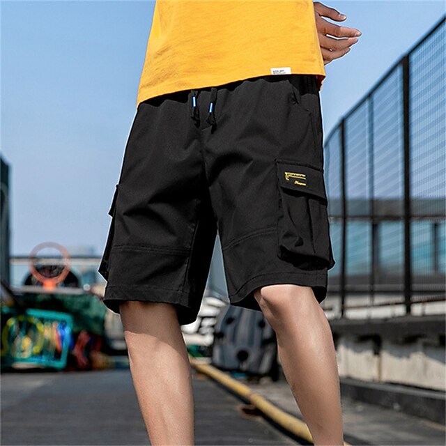 Mens Clothing Mens Bottoms | Mens Classic Style Fashion Shorts Cargo Shorts Drawstring Elastic Waist Multiple Pockets Knee Lengt