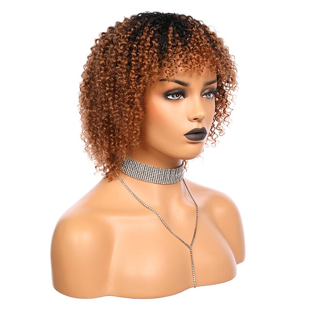 Jerry Curly Bob Wig For Women Short Pixie Cut Human Hair Wigs With Bangs Brazilian Remy Hair 