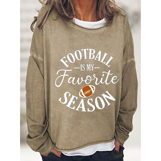  Women's Sweatshirt Pullover Patchwork Print Active Basic Casual Green Black Gray Football Is My Favorite Season Graphic Letter Football Casual Loose Fit Long Sleeve Round Neck S M L XL 2XL 3XL