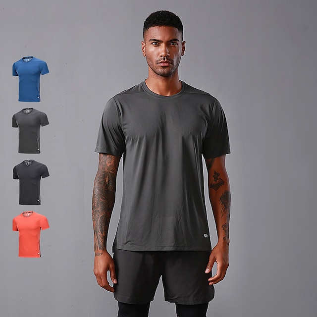 Sports & Outdoors Running, Jogging & Walking | Mens Running Shirt Tee Tshirt Top Athletic Breathable Quick Dry Moisture Wicking 