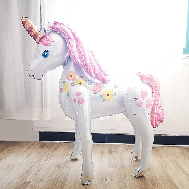  116x106cm mare asamblat unicorn din folie de aluminiu balon 3d tridimensional de desene animate în picioare