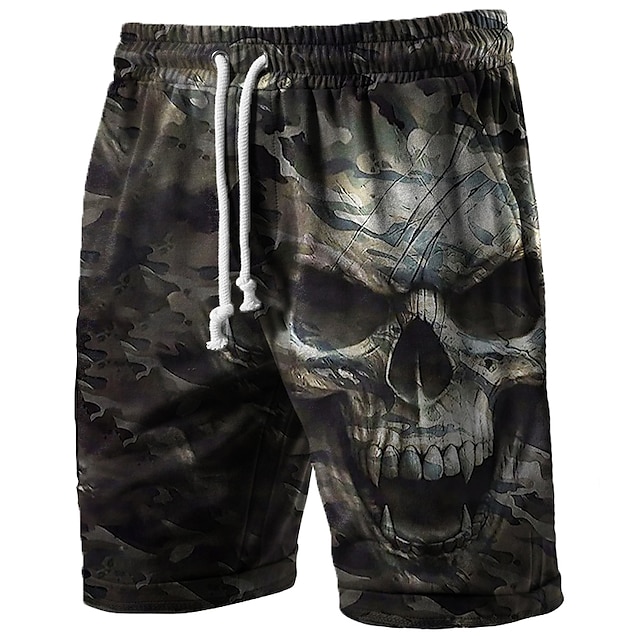  Homens Activo Shorts de moletom Shorts Terry Com Cordão Cintura elástica Imprimir Caveiras Estampas Abstratas Conforto Respirável Curto Esportes Casual Diário Moda Roupa de rua Preto Amarelo