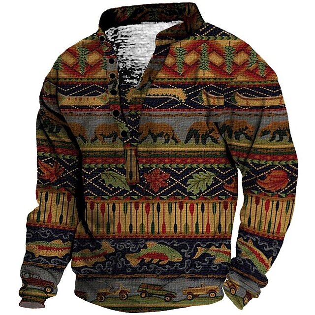 Mens Clothing Mens Hoodies & Sweatshirts | Mens Unisex Sweatshirt Pullover Bohemian Style Graphic Prints Animal Print Casual Dai