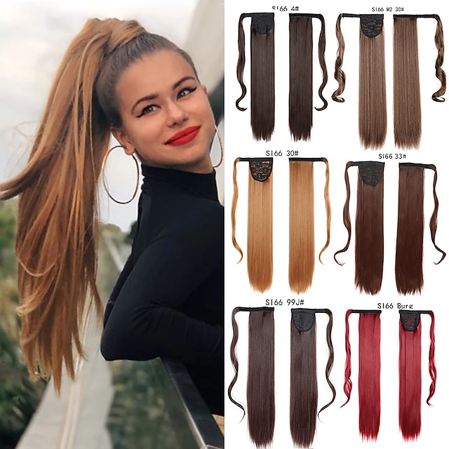  Clip In / On Ponytails Classic / Women / Easy dressing Synthetic Hair Hair Piece Hair Extension Straight 24 inch Party / Evening / Daily Wear / Vacation