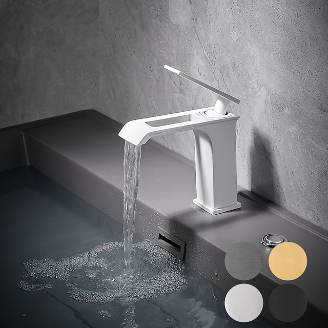  Waschbecken Wasserhahn - Wasserfall galvanisiert / lackiert Centerset Einhebelmischer mit einem Lochbad